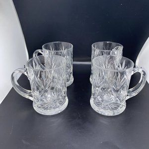 PAUL SEBASTIAN 24% LEAD FINE CRYSTAL 12 OZ CUT GLASS MUGS Set 4